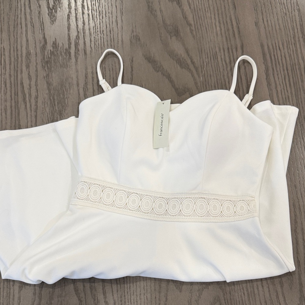 Francesca's Collections Cream Strapless Dress